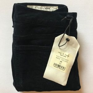 Rag & Bone Navy Velvet Side Zip Skinny Jean sz 25